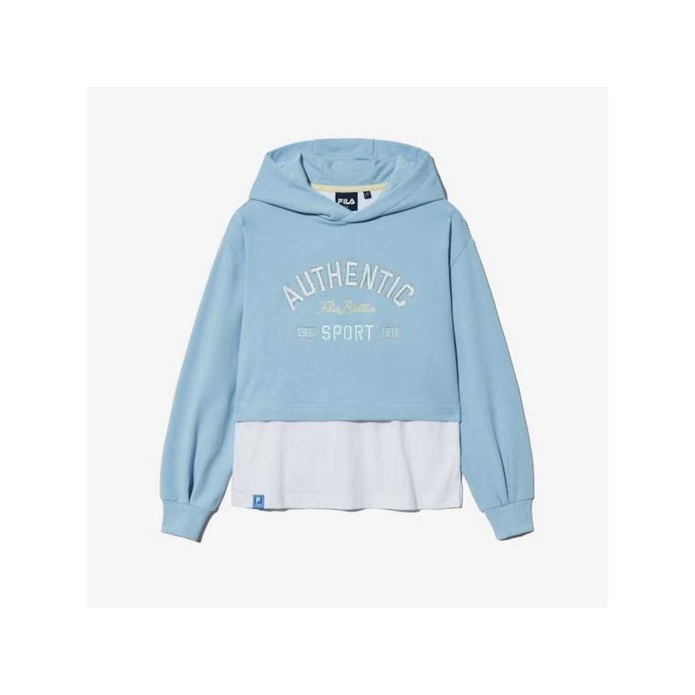 [FILA KIDS] レイヤードフード付きスウェットシャツ (FK2POG3404F_SBU) Q0ZFK2POG3404FSBU