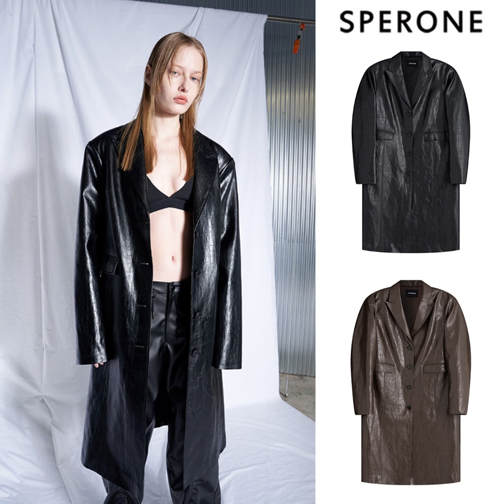 [SPERONE] Leather Single Long Coat 24,790円