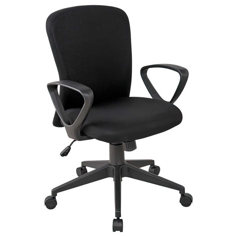 カグクロ　ビジネスチェアSC (肘付) ブラック (シャトルチェア) (W475×D550×H965mm)　SC-001-A-BK