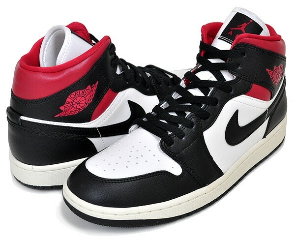 ウィメンズ エアジョーダン 1 ミッド スニーカー AJ1 ブラック ジムレッド セイル