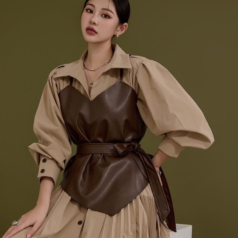 E3123 ベルト セット レザー アンバランス ビスチェ