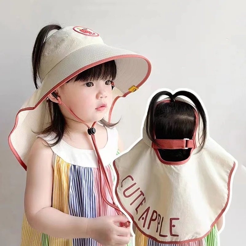 子供の日焼け止め帽子,ショールはポニーテールに結ぶことができます,漁師の空のトップ,赤ちゃんの日よけ帽,男の子と女の子の日よけ,春と秋 - 200000297