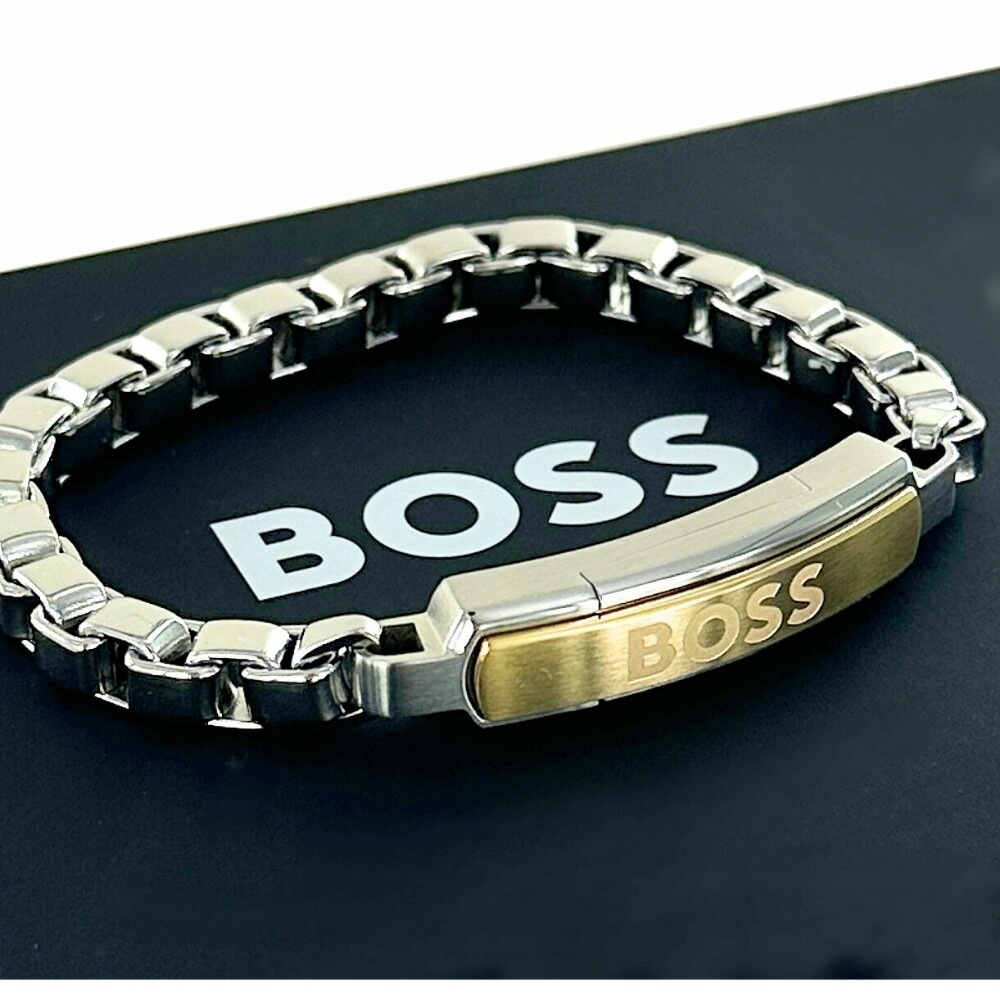 HUGO BOSS ヒューゴ ボス ブレスレット メンズ チェーンブレスレット ステンレス シルバー ブラック 大人 シンプル おしゃれ メンズアクセサリー 彼氏 夫 父 記念日 結婚記念日 誕生日プ