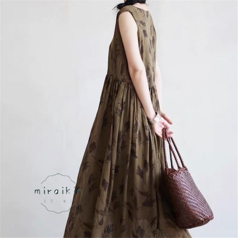 シフォンワンピース ロング 夏 春 袖なし タンクワンピース フレア aライン vネック ポケット フォーマル着痩せ40代 50代 きれいめ30代