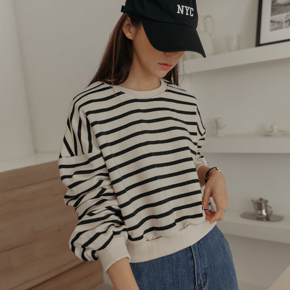 シエトンストライプバルーンクロップマンツーマン