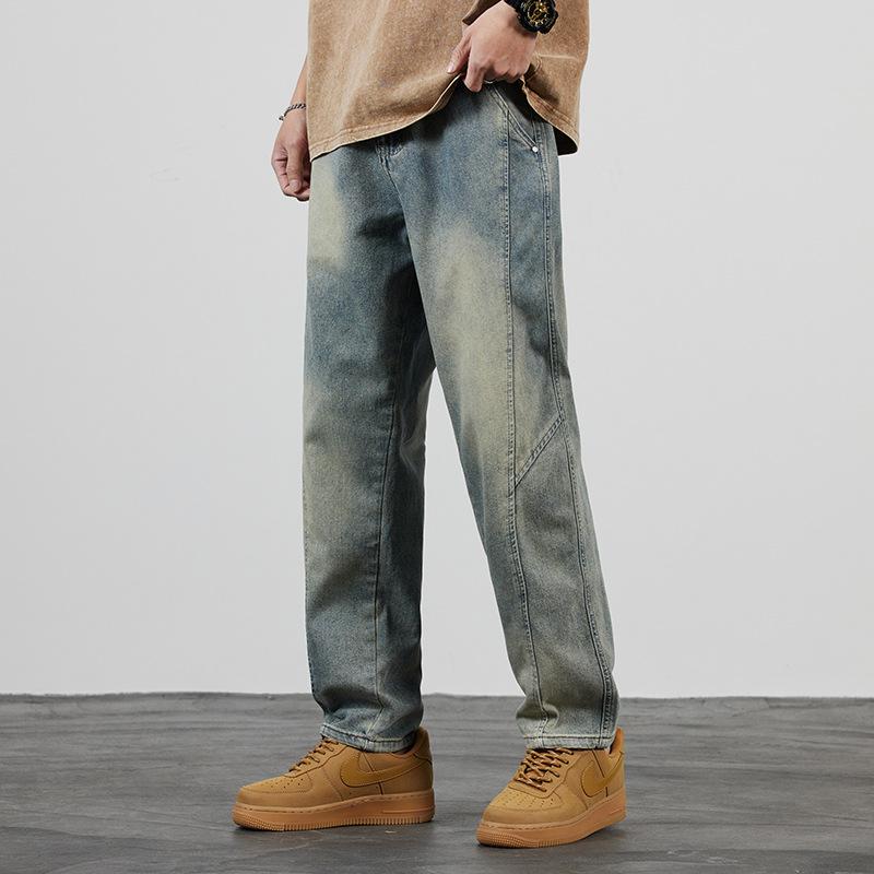 【送料無料】コーデ メンズ シンプル ファッション オシャレ かっこいい 大きいサイズ ストリート 紳士 ストレート レッグ ジーンズ ウォッシュ加工 レトロ ミッドウエスト パンツ 6,073円