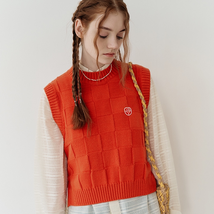 [rocci rocci] Rose Jacquard Knit Vest (2 color)