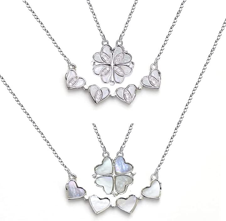 ネックレス レディース 4way ペンダント ジュエリー 四つ葉 クローバー ハート ジルコン アコヤシェルパール S925