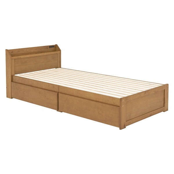 MB-5163S-LBR 引出し付シングルベッド(ライトブラウン)