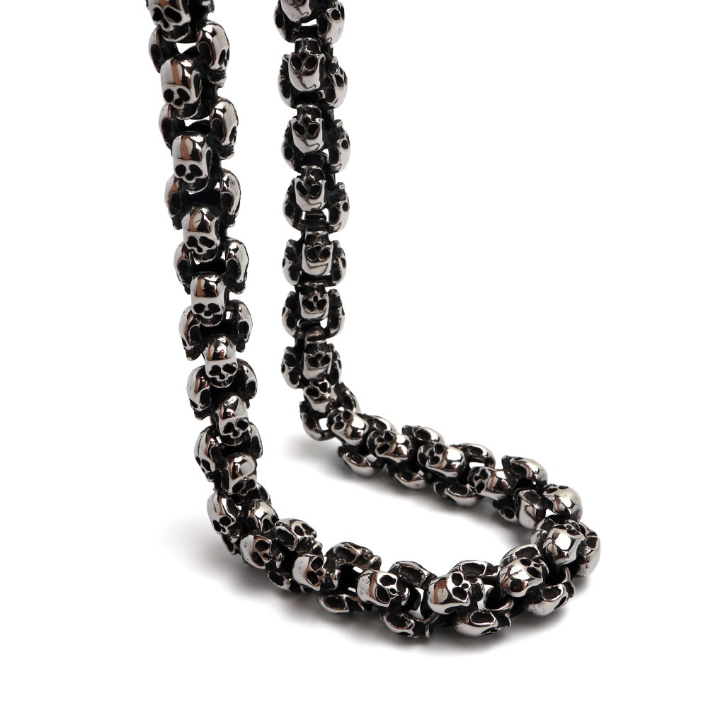 316L スカルチェーンネックレス [n897-silver]