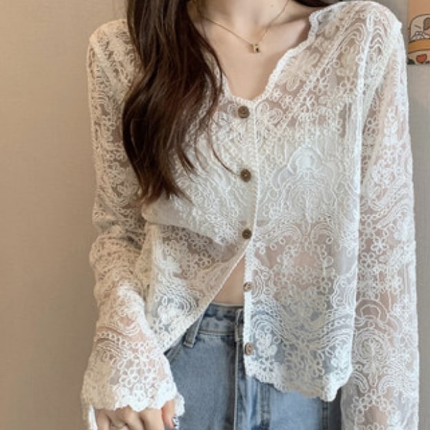 トップス デート シャツ ブラウス カットソー カーディガン 袖あり 長袖 Vネック レース 刺繍 かわいい 大人可愛い きれいめ シンプル カジュアル 大人 上品 おしゃれ お洒落 主役級 存在感