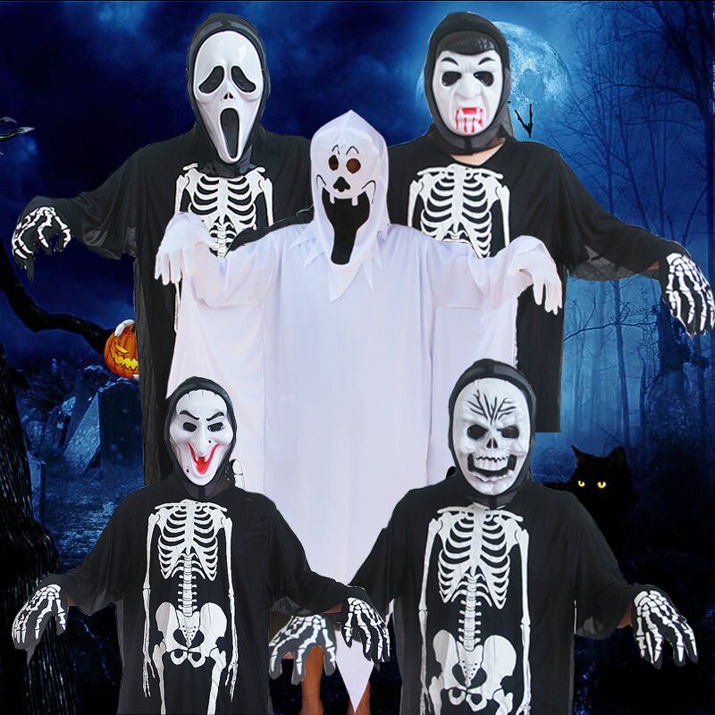 ハロウィン 仮装 コスム 大人 男女衣装 ドクロ ドクロ おばけ 衣装 子供 ホラー 衣装 ホワイトゴースト