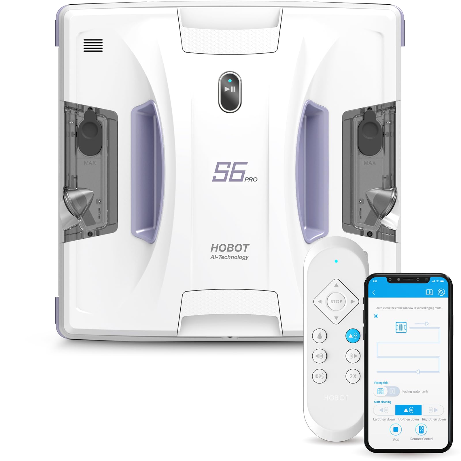 【全自動の窓掃除】 HOBOT-S6 Pro ホボット 窓拭きロボット 窓掃除 AI搭載 日本語カスタマーサポート ガラス 水拭き 乾拭き