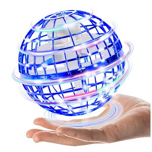 AOMEVOLEOフライングライトボール 正規品 飛行ボール ジャイロ UFO ドローンおもちゃ 360回転 LED付き 子供のプレゼント (ブルー)