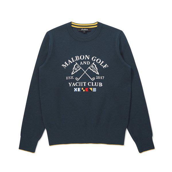 [マルボン公式] 二重地ラウンドニットセーター NAVY (WOMAN)