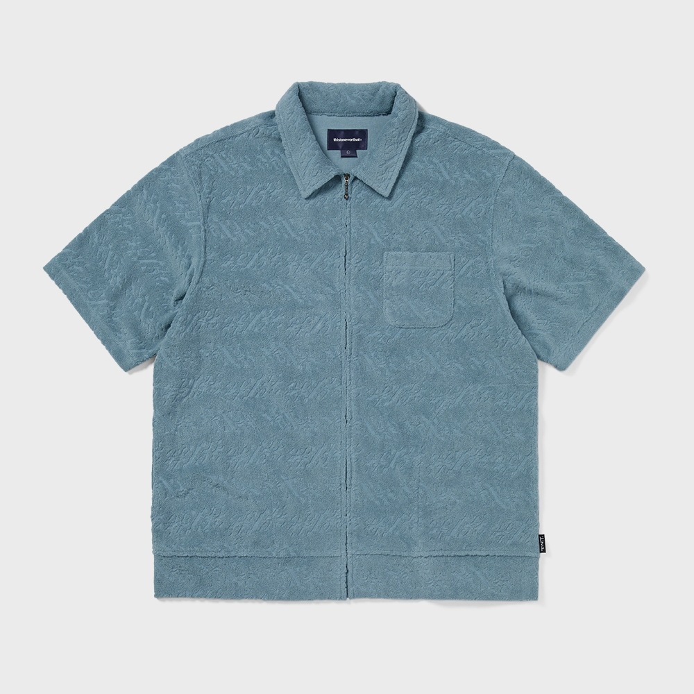 ディス・イズ・ネヴァー・ザットテリー S/S ジップシャツブルー