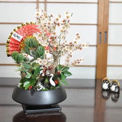 盆栽 モダン丸7号 松竹梅 お正月 福 縁起物 植物 五葉松 梅 ぼんさい 正月飾り 寄植え