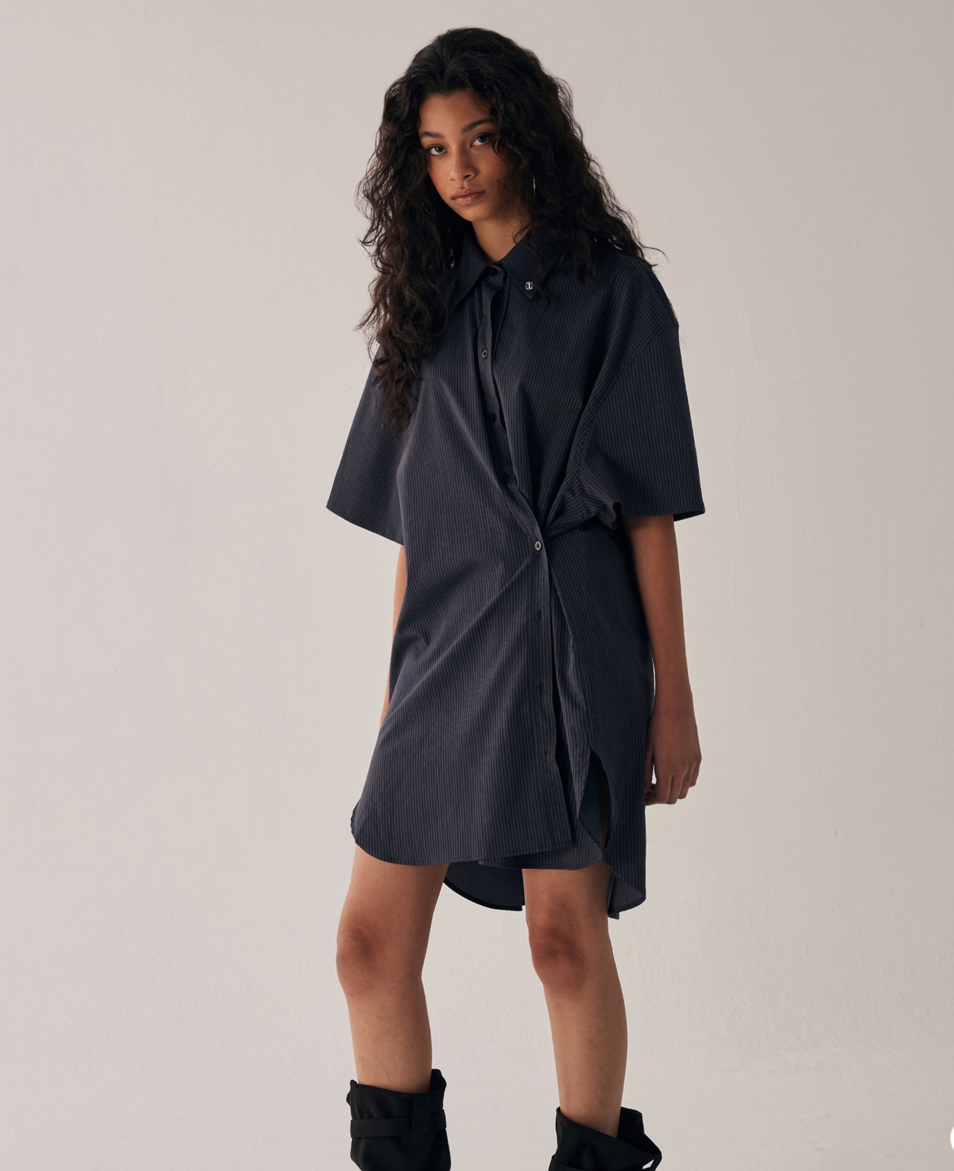 TMB Daddy Fit Half Shirts [ Stripe Blue ]