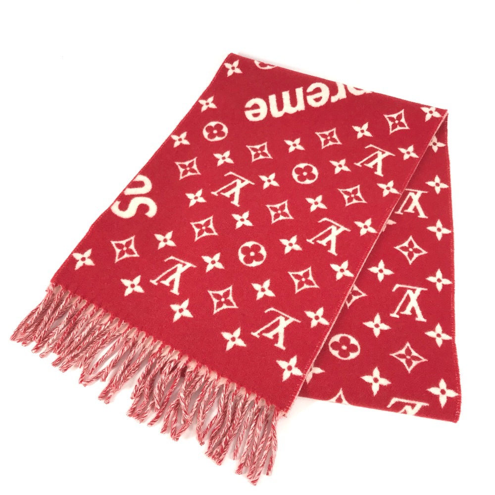 マフラー MP1890 supreme シュプリーム コラボ フリンジ ウール/カシミヤ レッド