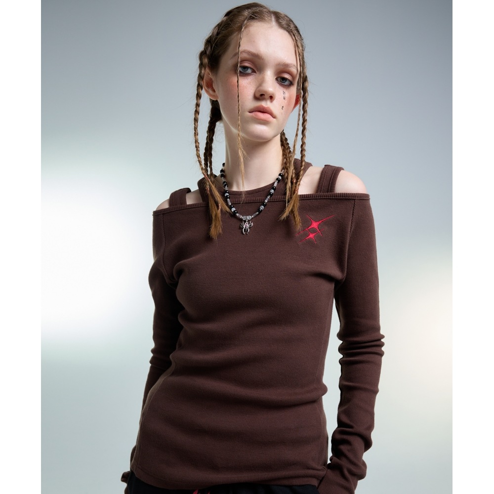 ラブイズトゥルーアムレイヤードTシャツ (ブラウン)