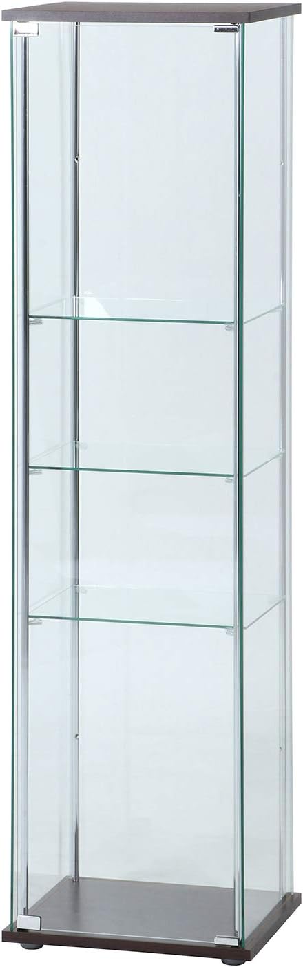 不二貿易 コレクションケース フィギュアケース 4段 幅42.5×奥行36.5×高さ160cm ブラウン 全面ガラス 棚高さ調整可能 組立商品 97298