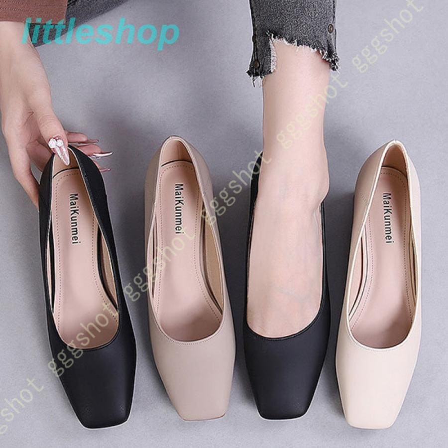 スタイルアップ！ヒールパンプス チャンキーヒール スクエアトゥパンプス 太ヒール ローヒール ナチュラル Uカット レディース パンプス カジュアル 5cmヒール orange 5,159円