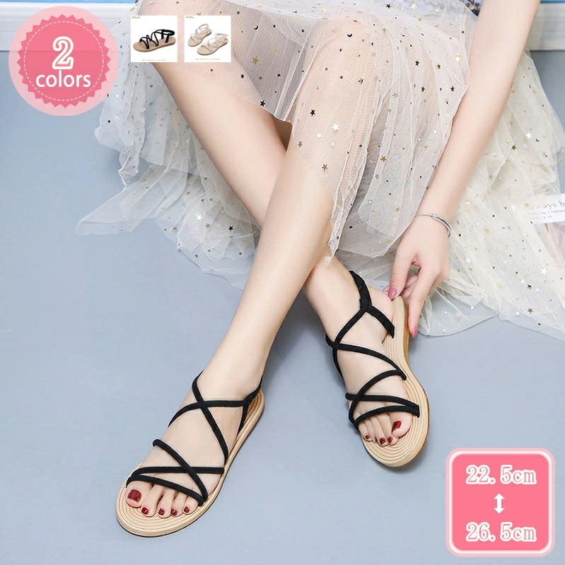 777円OFFクーポン 大きいサイズ グラディエーターサンダル オープントゥ ビーチサンダル ブーツ レディース サンダル フラットヒール 厚底 ローヒール バックストラップ 履きやすい コンフォート