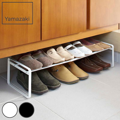他サイト： 山崎実業(Yamazaki) 伸縮 シューズラック ホワイト 約W41-70×D25×H17.5cm フレーム frame 下駄箱下にも収まる 靴収納 7209の商品画像