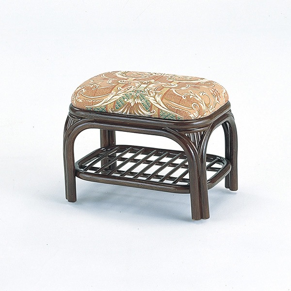 ラタンスツール 玄関用スツール クッション付 高さ32cm 籐 ラタン 椅子 イス チェア アジアン スツール 玄関 オットマン クッション 座面高32 アジアン家具 花柄 和風 和室 洋室