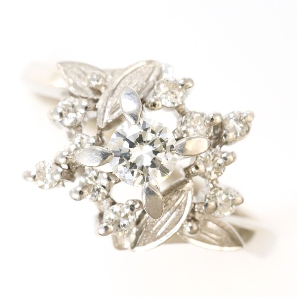 PT900 プラチナ リング 指輪 11号 ダイヤ 計0.43 VS2 鑑定書 ジュエリー 中古