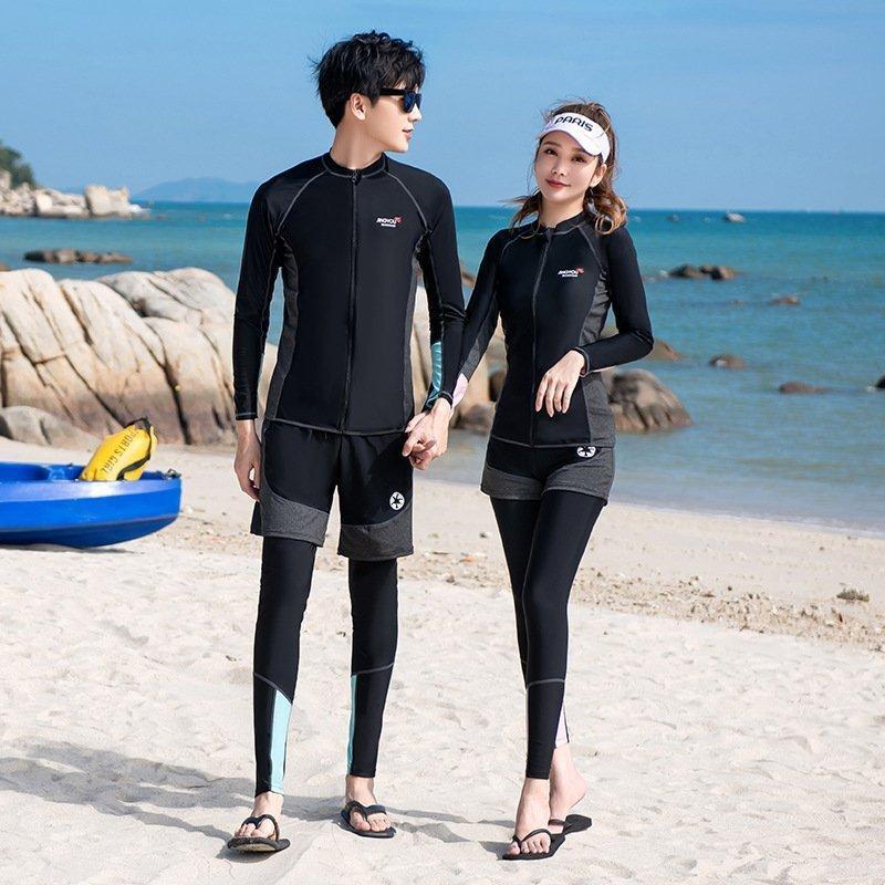 水着セット フィットネス レディース メンズ ペアルック セパレート 水陸両用 体型カバー水着 長袖 ラッシュガード 日焼け防止 スポーツ ジョギング ビーチ 海