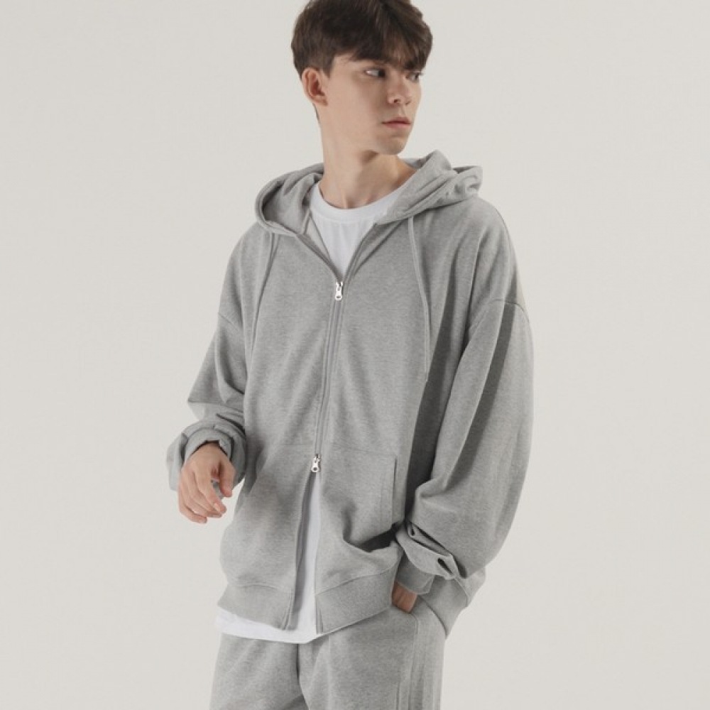 (Pianer) エッセンシャルオーバーフィットツーウェイフード付きジップアップ (メランジ)