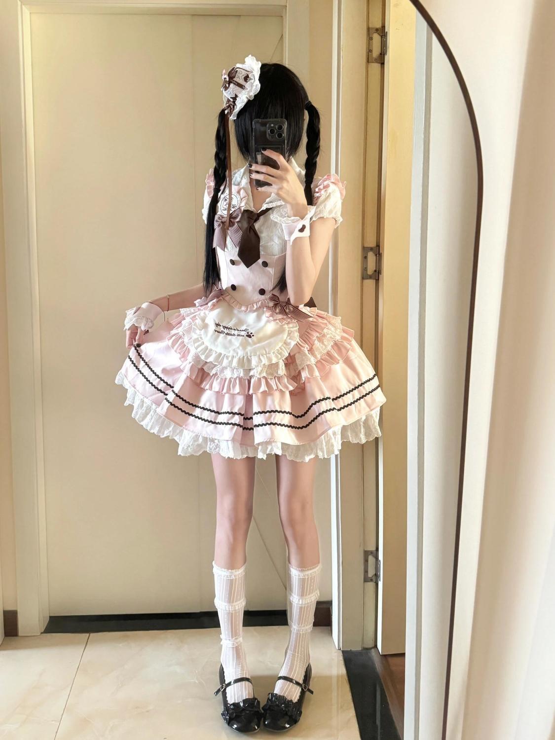 コスプレ ファッションセット かわいい半袖シャツ ベスト 高ウエスト プリーツスカート 3点セット