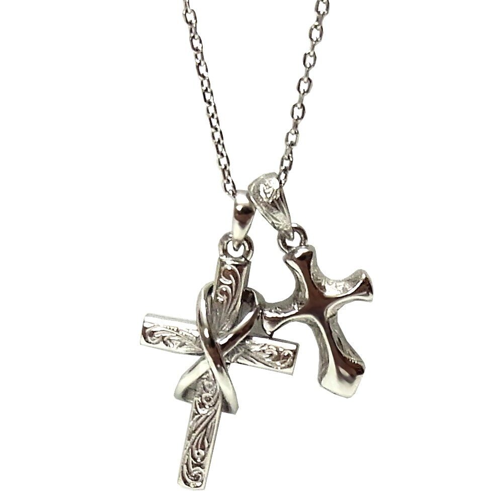 ハワイアンジュエリー ネックレス クロス レディース メンズ カレイキニ スチールシルバー サージカ