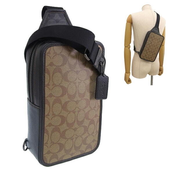 コーチ バッグ メンズ ボディバッグ アウトレット タン×ブラック サリバンパック ブロックド シグネチャー キャンバス SULLIVAN PACK SIG C9865QBTUP COACH