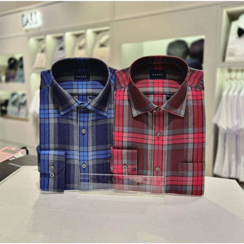 長袖レギュラーフィット裏起毛ビッグチェックカジュアルシャツ YJEWBR134_s