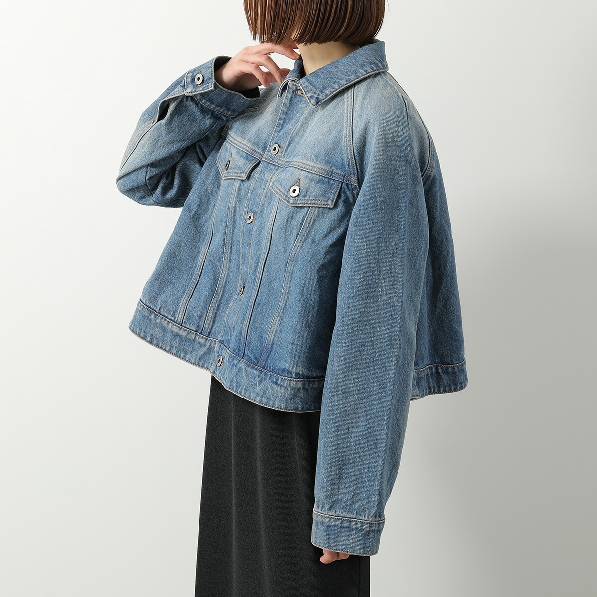 LOEWE ロエベ デニムジャケット S359Y50X95 レディース ジージャン Gジャン アナグラムロゴパッチ 胸ポケット 長袖 8798/DENIM-BL