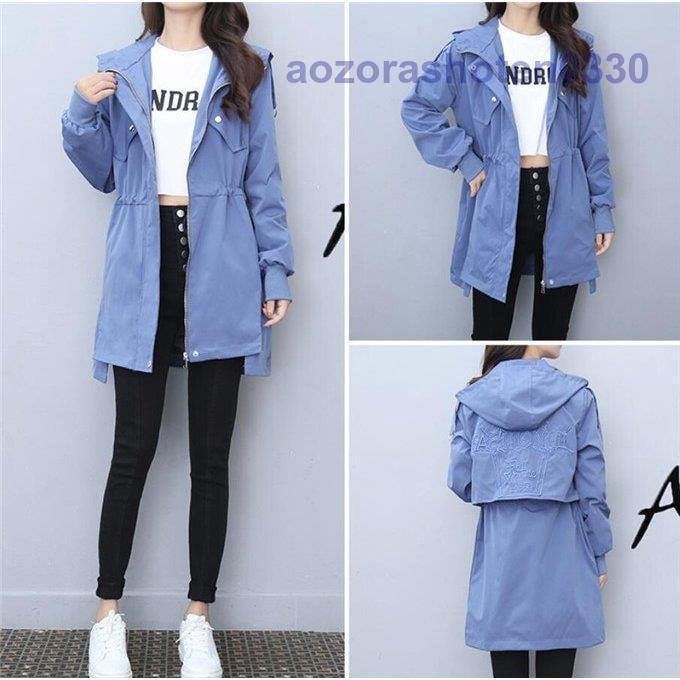 トレンチコート レディース スプリングコート ロングコート フード付き アウター 秋 春 コート