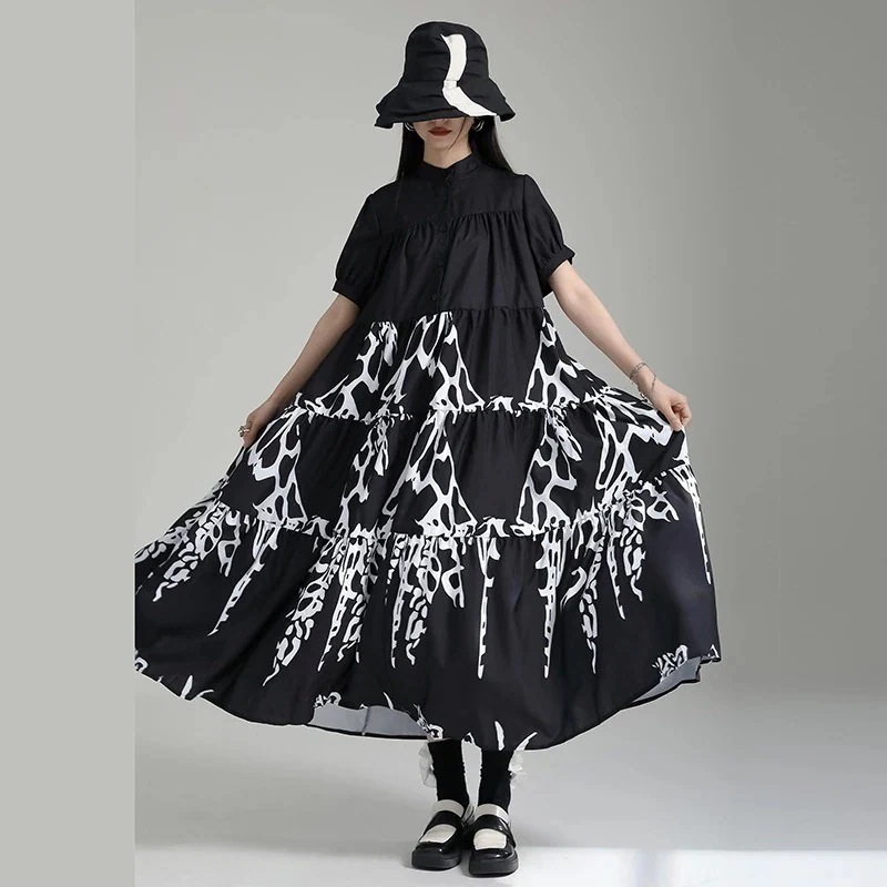 【J.Fashion】 花柄 半袖 シャツワンピース 大きい裾 Aライン 夏 レディース おしゃれ 上質 関連商品は店で購入可能 メガ割