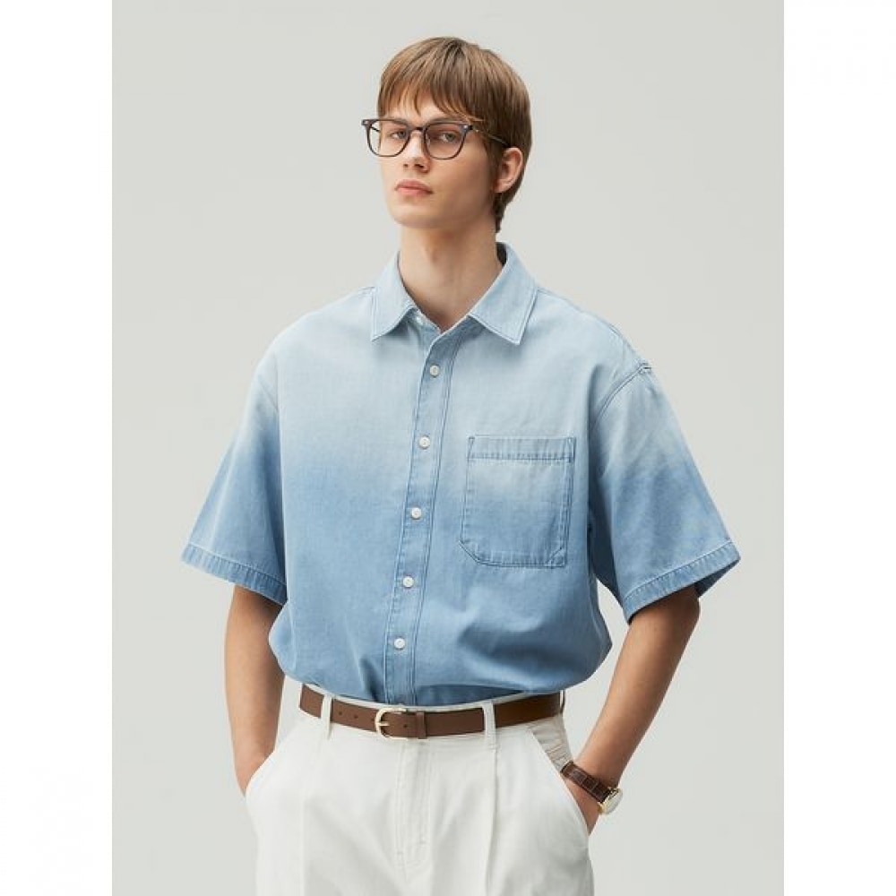 [MINDBRIDGE] グラデーションデニムショートスリーブジャケット