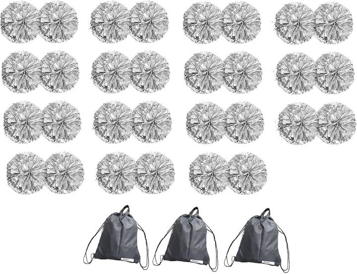 SWAANBELLE ポンポン チア ダンス チアリーダー キッズ 運動会 応援 セット(シルバー30個)