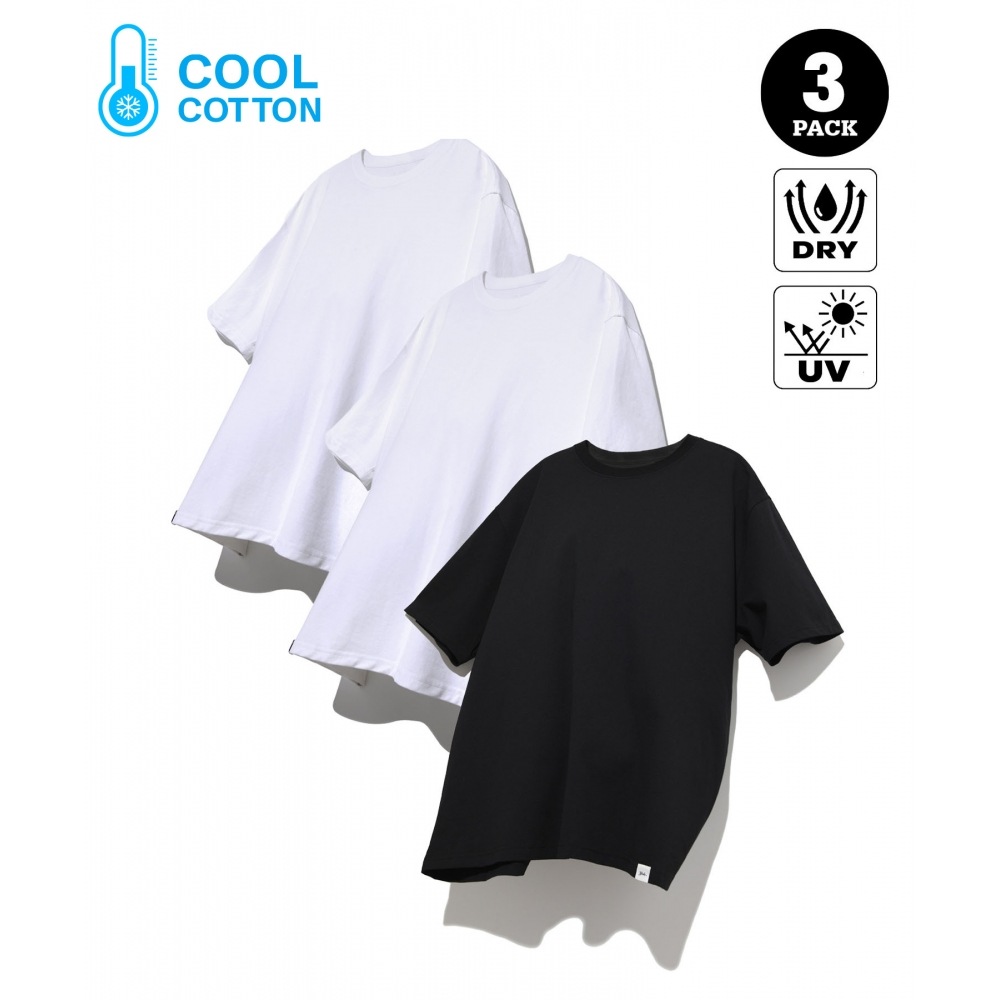 YALE [3 パック] クール コットン コンフォート T シャツ ホワイト / ブラック