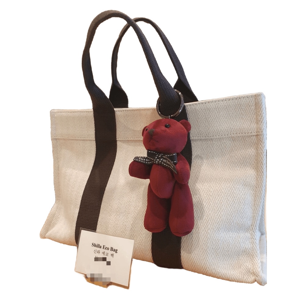 新羅ホテル エコバッグs+バーガンディベアリーキーリング+ショッピングバッグ 記念品 プレゼント用 おむつカバン 済州