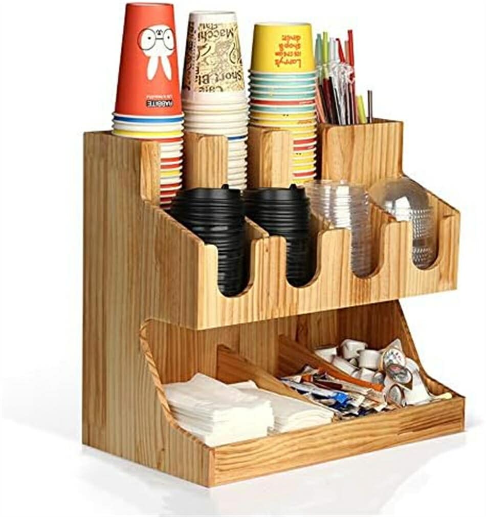 紙コップホルダー カップ ブラックアクリルカップホルダーミルクティーコーヒー 棚ミルクティーショップ用品 スタンド 木製カップディスペンサー 紙カップと蓋収納 コーヒーカップ/調味料コンビニ ビュッフ