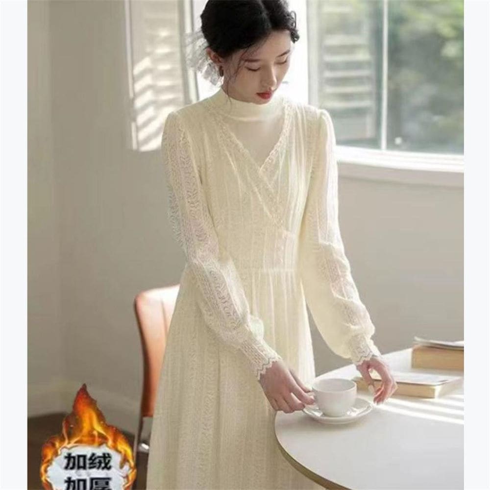 大きいサイズのレディースベルベット厚みレースボトムドレスコート付きウエスト痩身ロングスカート