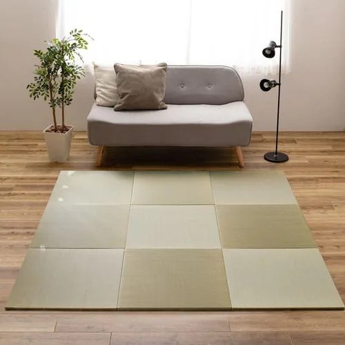 【メーカー直送品】萩原 【9枚組】置き畳フラッタ 四季 約65×65×1.5cm ナチュラル