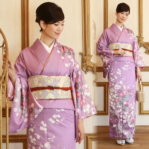レンタル 訪問着 レンタル 19点フルコーディネートレンタルセット モダン 紫地に菊 桜 桔梗結婚式 入学式 七五三 ママ 30代 40代 50代