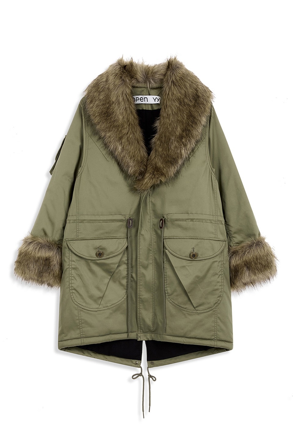 【OPEN Yy】25FW FAUX FUR TRIMMING SAFARI JACKET : KHAKI