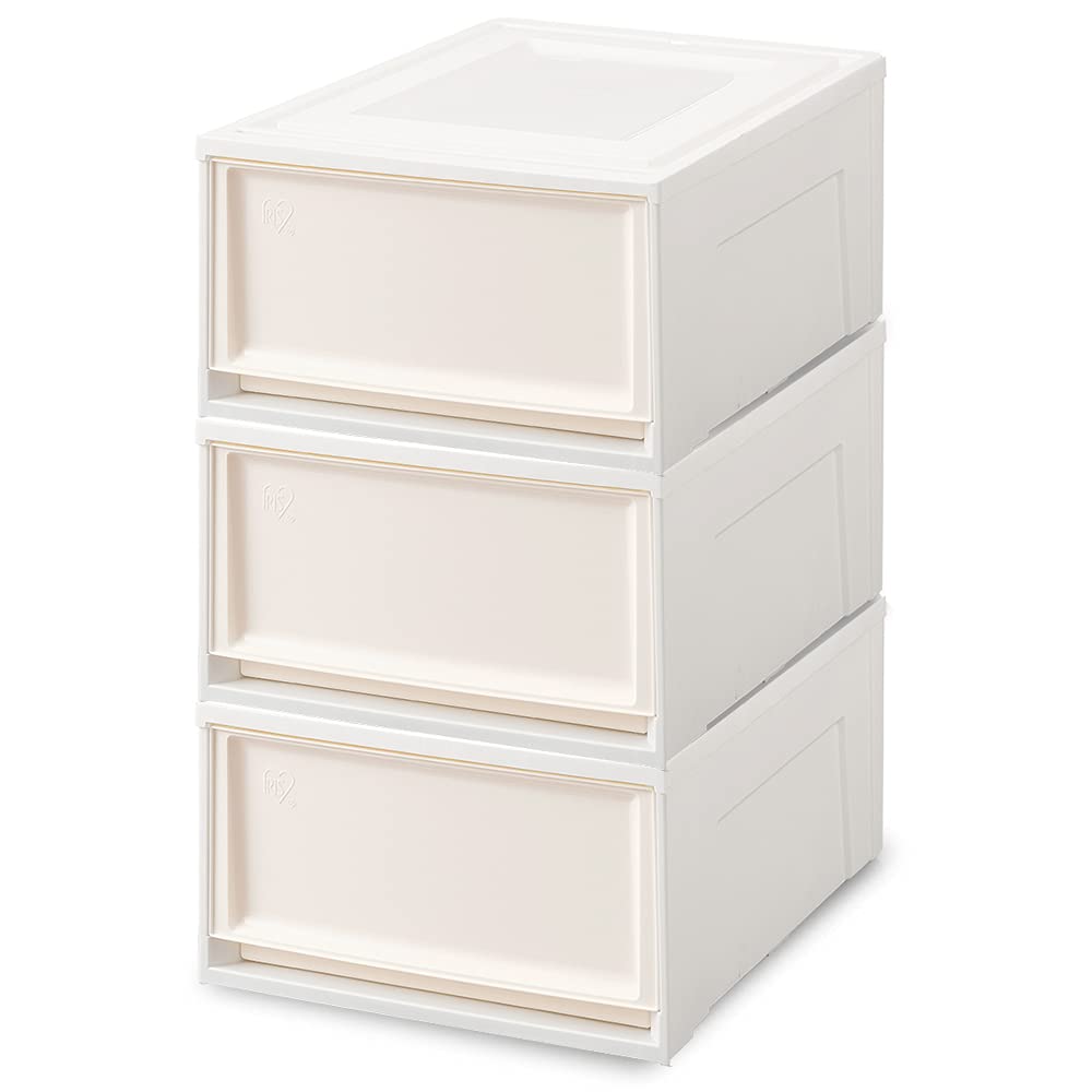 【3個セット】アイリスオーヤマ 収納ケース 引き出し クローゼット 圧倒的高コスパ 幅39×奥行50×高さ23.2cm ウォークインクローゼット 衣装ケース チェスト 日本製 オフホワイト/アイボリー