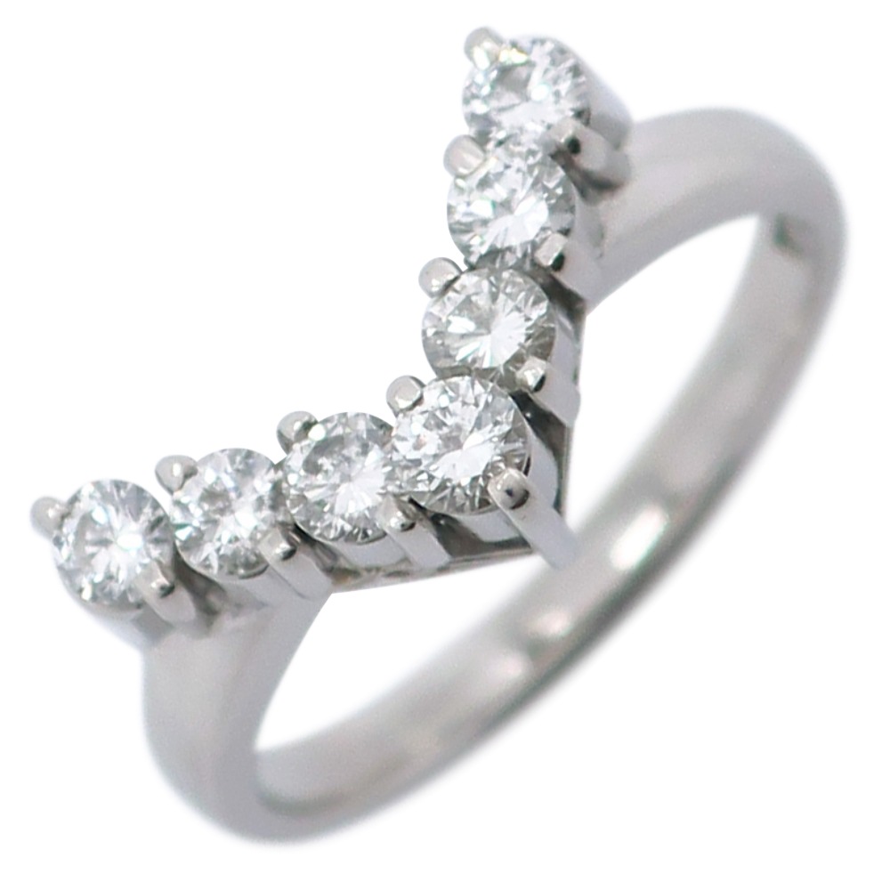 V字 7Pダイヤ リング・指輪 Pt900プラチナ ダイヤモンド 12.5号 0.51 約5.3g レディース 中古品 A-ランク